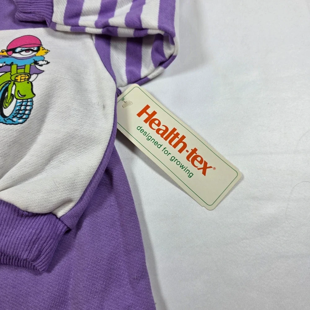 Vintage Health-tex Baby Biker Purple Striped Tracksuit Set 2T 03441 Made in USA
